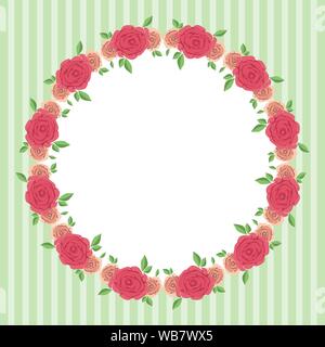 Vintage vector frame with colorful beautiful roses. Can be used for greeting card design. Vector EPS10 Stock Vector