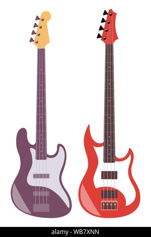 Electric guitars isolated on white background. Flat style vector illustration Stock Vector