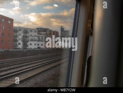 View from the window in the train Stock Photo