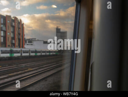 View from the window in the train Stock Photo