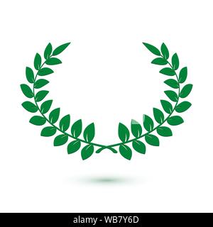Green laurel wreath icon for web design. Award sign. Vector illustration isolated on white background Stock Vector