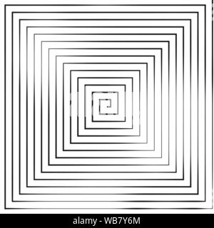 Square Spiral. Helix and scroll. Vector Illustration isolated on white background Stock Vector