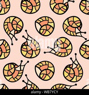 Seamless pattern with snails. Colorful illustration. EPS10. Clipping mask applied. This pattern is available as Swatches. Stock Vector