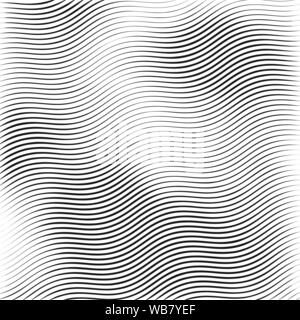 Stripe wavy lines. Monochrome wavy texture isolated on white background. Vector illustration Stock Vector