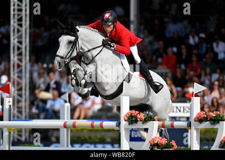 Rotterdam, Netherlands. 23rd August, 2019.Martin Fuchs SUI with Clooney 51 during the Longines FEI Jumping European Championship 2019 on August 23 2019 in Rotterdam, Netherlands.  (Photo by Sander Chamid/SCS/AFLO (HOLLAND OUT)/AFLO (HOLLAND OUT) Credit: Aflo Co. Ltd./Alamy Live News Stock Photo