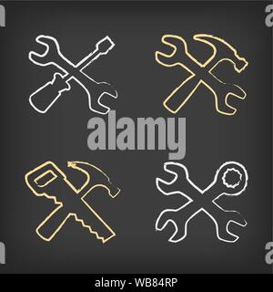drawn tools icon set Stock Vector