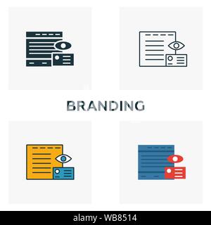 Branding icon set. Four elements in diferent styles from advertising icons collection. Creative branding icons filled, outline, colored and flat Stock Vector