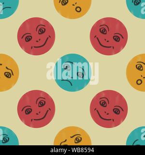 Seamless pattern with funny cartoon comic faces. Children's drawing. Vector illustration. EPS10 Stock Vector