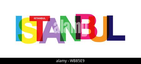 ISTANBUL. Banner with the name of the capital of Turkey, flat design Stock Vector