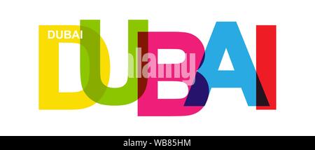 DUBAI. Banner with United Arab Emirates city name, flat design Stock Vector