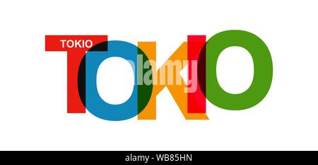 TOKIO. Banner with the name of the capital of Japan, flat design Stock Vector