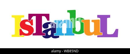 ISTANBUL. Banner with the name of the capital of Turkey , flat design Stock Vector