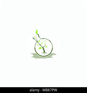 Lap Plant Logo Design Template Stock Vector