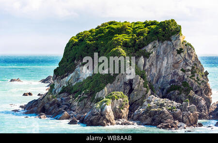 Wall Island near Cape Foulwind, Tauranga Bay, New Zealand. Stock Photo