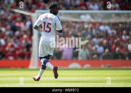 MANCHESTER, ENGLAND - AUGUST 24: Jeffrey Schlupp during the Premier League match between Manchester United and Crystal Palace at Old Trafford on August 24, 2019 in Manchester, United Kingdom. (Photo by Sebastian Frej/MB Media) Stock Photo