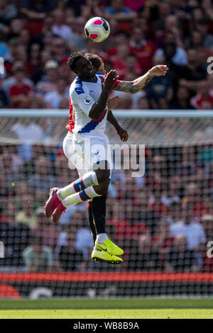 MANCHESTER, ENGLAND - AUGUST 24: Jeffrey Schlupp during the Premier League match between Manchester United and Crystal Palace at Old Trafford on August 24, 2019 in Manchester, United Kingdom. (Photo by Sebastian Frej/MB Media) Stock Photo