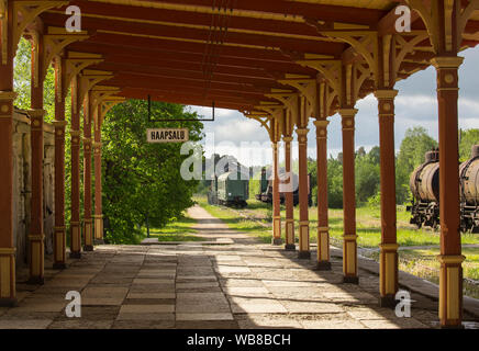 Platform of an old railway station in Haapsalu, Estonia Stock Photo