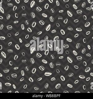 Seamless pattern Vintage hand drawn sketch with coffe beans Design menu background for bar, restaurant, cafe. Creative flyer, banner, poster, brochure Stock Vector