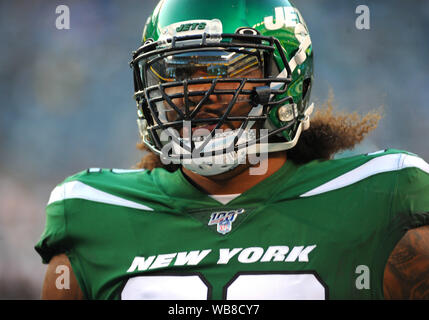 East Rutherford, NJ, USA. 24th August, 2019. New York Jets Defensive End LEONARD WILLIAMS (92) during the game against the New Orleans Saints. The game was played at Met Life Stadium, East Rutherford, NJ. (Credit Image: © Bennett CohenZUMA Wire) Credit: ZUMA Press, Inc./Alamy Live News Stock Photo