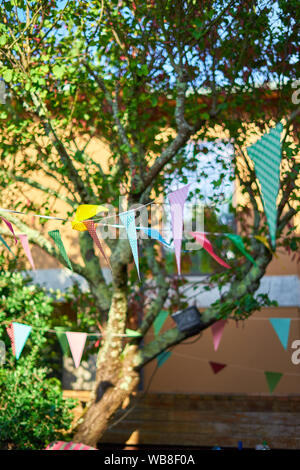 Birthday party decoration on a tree Stock Photo