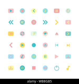 Media flat icon set. Vector and Illustration. Stock Vector