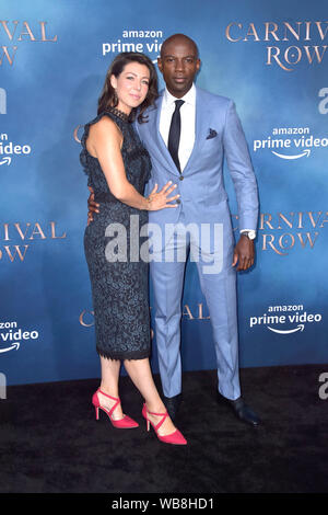 David Gyasi and his wife Emma Gyasi attending the Amazon Prime Video TV-Series 'Carnival Row' at the TCL Chinese Theatre on August 21, 2019 in Los Angeles, California Stock Photo