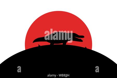 Crocodile icon, african animal, silhouette art image, vector illustration isolated on white background Stock Vector