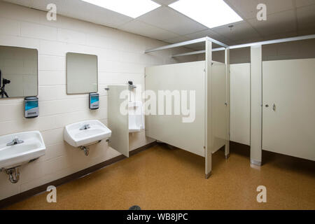 Men's Public Restroom Bathroom, USA Stock Photo