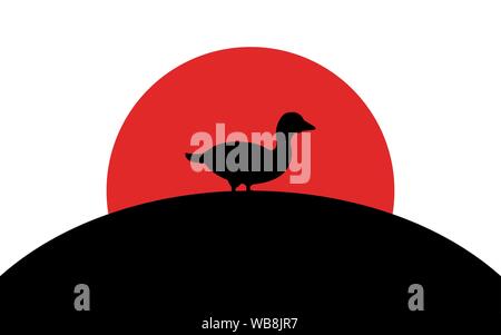 Duck silhouette art image, vector illustration isolated on white background Stock Vector