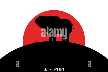 Elephant icon, african animal, silhouette art image, vector illustration isolated on white background Stock Vector