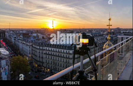 Photo shooting of Paris from a rooftop. Stock Photo