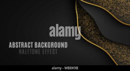 Abstract background. Fluid design. Wave shapes with golden glitter. Modern cover for your project. Vector illustration. EPS 10 Stock Vector
