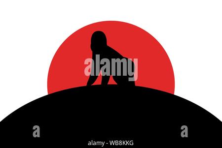 Gorilla icon, african animal, silhouette art image, vector illustration isolated on white background Stock Vector