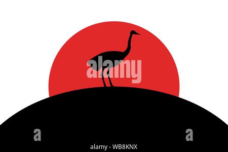 Ostrich icon, african animal, silhouette art image, vector illustration isolated on white background Stock Vector