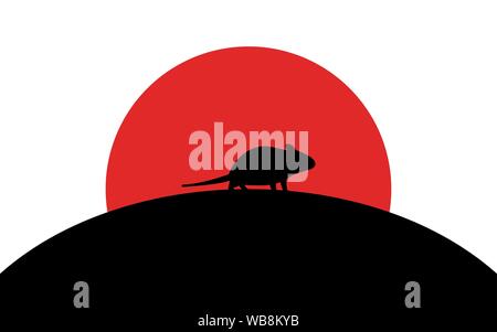 Mouse icon, animal, silhouette art image, vector illustration isolated on white background Stock Vector
