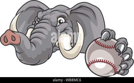 Elephant Baseball Ball Sports Animal Mascot Stock Vector