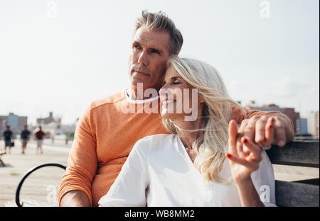 Happy senior couple spending time at the beach. Concepts about love,seniority and people Stock Photo