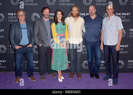 Peter Ocko, Jim Gavin, Sonya Cassidy, Wyatt Russell, Eric Allan Kramer and David Pasquesi attending the AMC's Season 2 Premiere of 'Lodge 49' at the Paley Center for Media on August 1, 2019 in Beverly Hills, California Stock Photo