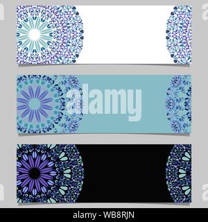 Horizontal floral mandala banner set - abstract vector design elements with geometric mandalas Stock Vector