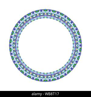 Mosaic round border - ornamental circular colorful vector element Stock Vector