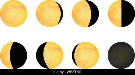 Phase of Moon illustration simple vector graphic - New moon to Full moon Stock Vector