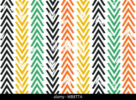 Seamless vintage colour tone Chevron zig zag pattern illustration vector - Distressed graphic pattern wallpaper background Stock Vector