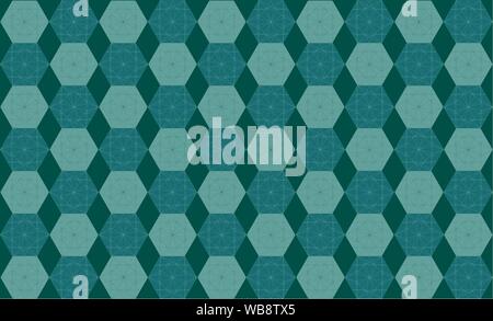 Vintage ocean blue retro hexagon tile pattern seamless background - Contemporay patterns wallpaper geometric texture illustration for design work Stock Vector