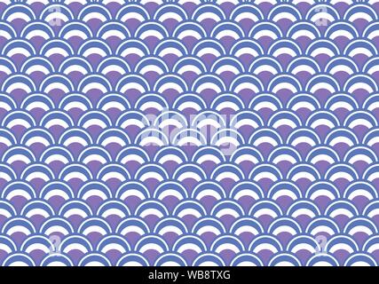 Contemporay Asian Japanese vintage retro Seamless patterns background wallpaper pastel purple blue tone - Geometric texture illustration vector for de Stock Vector