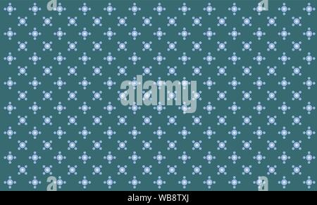 Minimal pastel blue retro dot flower pattern seamless background - Contemporay Asian patterns background wallpaper geometric texture illustration vect Stock Vector