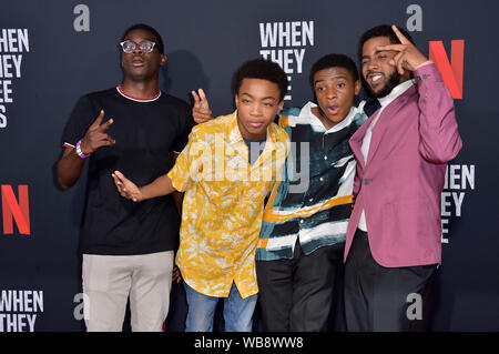 Ethan Herisse, Asante Blackk, Caleel Harris and Jharrel Jerome attending the 'EMMY for Your Consideration' Event of the Netfilx Mini Series 'When They See Us' at the Paramount Theatre on August 11, 2019 in Los Angeles, California Stock Photo