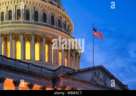 US Capitol Building at night in Washington DC, USA