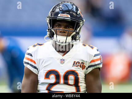 August 24, 2019: Chicago Bears running back Tarik Cohen (29) during NFL football preseason game action between the Chicago Bears and the Indianapolis Colts at Lucas Oil Stadium in Indianapolis, Indiana. Chicago defeated Indianapolis 27-17. John Mersits/CSM. Stock Photo