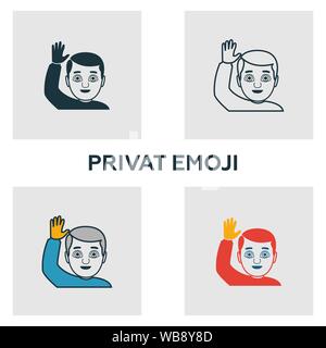 Private Emoji icon set. Four elements in diferent styles from visual device icons collection. Creative private emoji icons filled, outline, colored Stock Vector