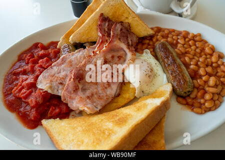 Closeup of a full English Breakfast on a plate Stock Photo